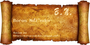 Boros Nándor névjegykártya